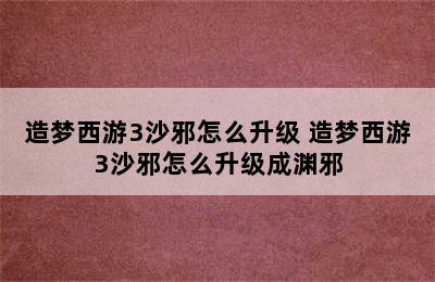 造梦西游3沙邪怎么升级 造梦西游3沙邪怎么升级成渊邪